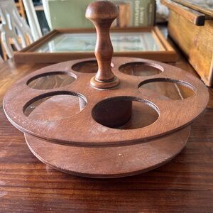 Wooden Revolving Spice or Condiment Caddy with Handle